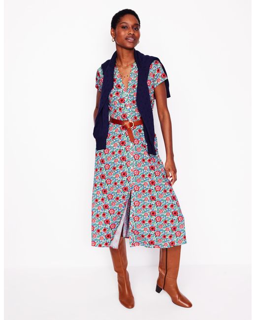 boden julia jersey shirt dress Boden Julia Jersey Shirt Dress DO778 Blue Pink Stripe Uk14 Bnwt
