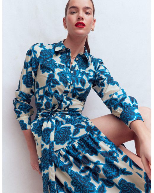 Boden Blue Ellie Cotton Maxi Shirt Dress