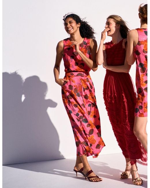 Boden Red Verity Maxi Skirt