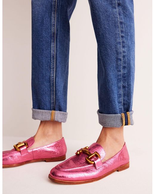 Boden Pink Iris Snaffle Loafers