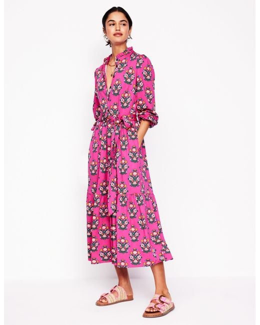 Boden Pink Willow Tiered Jersey Dress