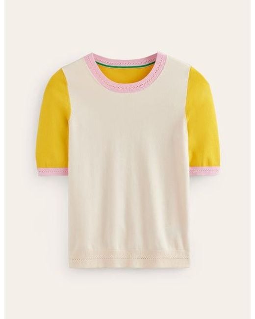 Boden Yellow Catriona Baumwoll-T-Shirt Mit Rundhalsausschnitt Damen