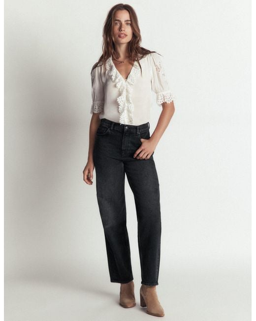 Boden Black Barrel Leg Jeans