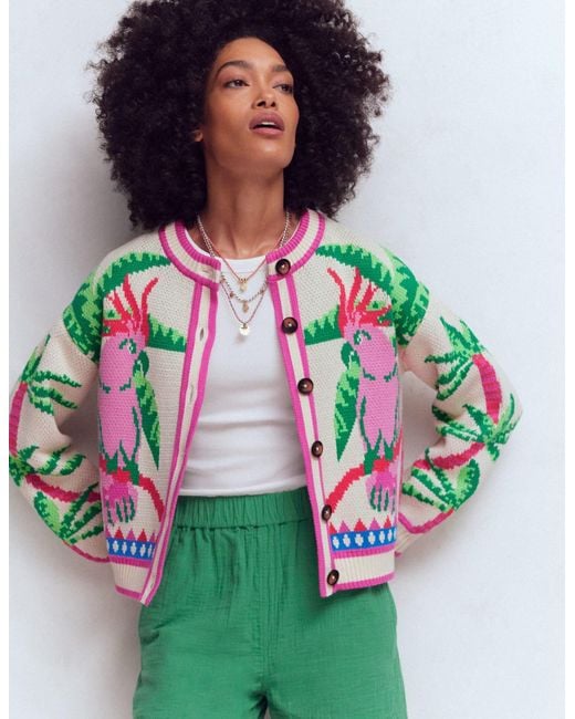 Boden Green Abi Jacquard Cardigan