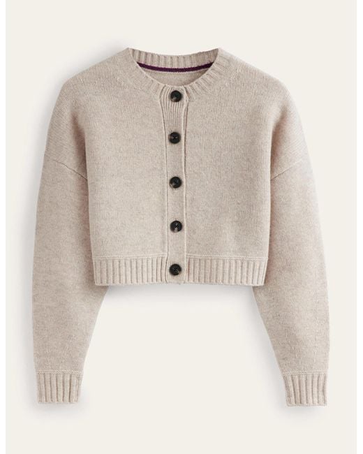Boden Natural Brushed Wool Cropped Cardigan