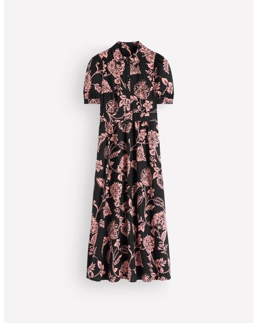 Boden White Belted Cotton Midi Dress