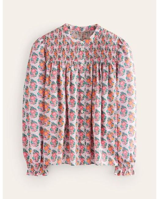 Boden Pink Helena Cotton Blouse Fragrent Lily, Paisley