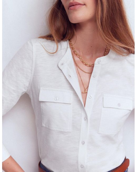 Boden Gray Topstitched Pocket Shirt