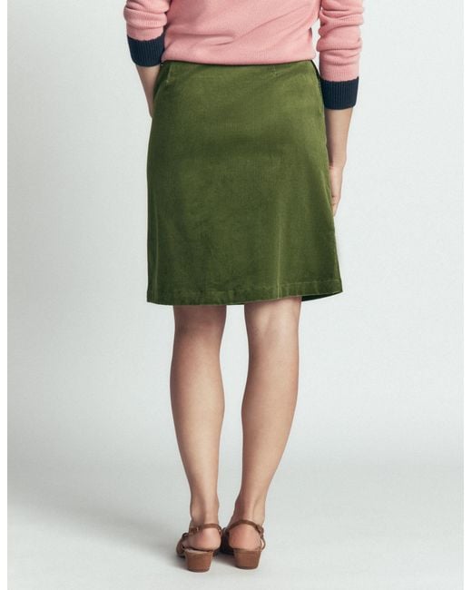 Boden Green Evelyn Button Cord Wrap Skirt