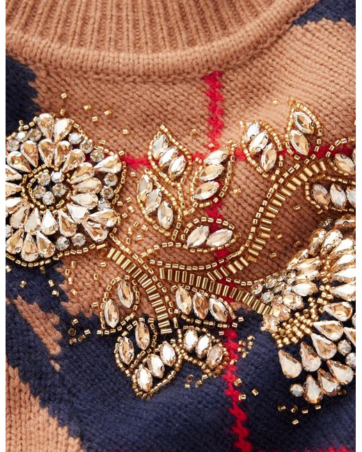 Boden Brown Embellished Jacquard Sweater