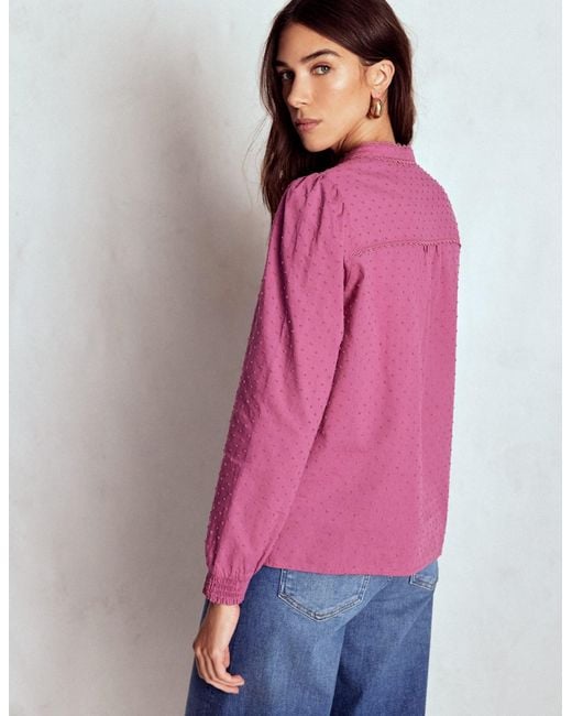 Boden Blue Rhea Cotton Dobby Top