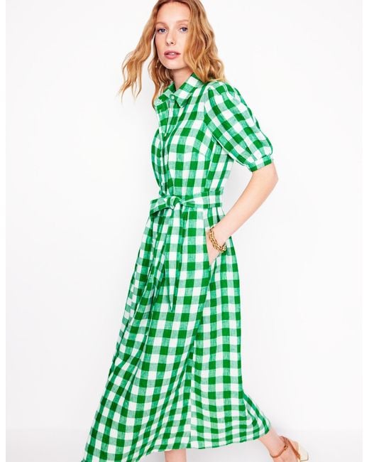 green emerald velvet dress Boden Women's Marcia Jersey Shirt Dress in Green main image 1