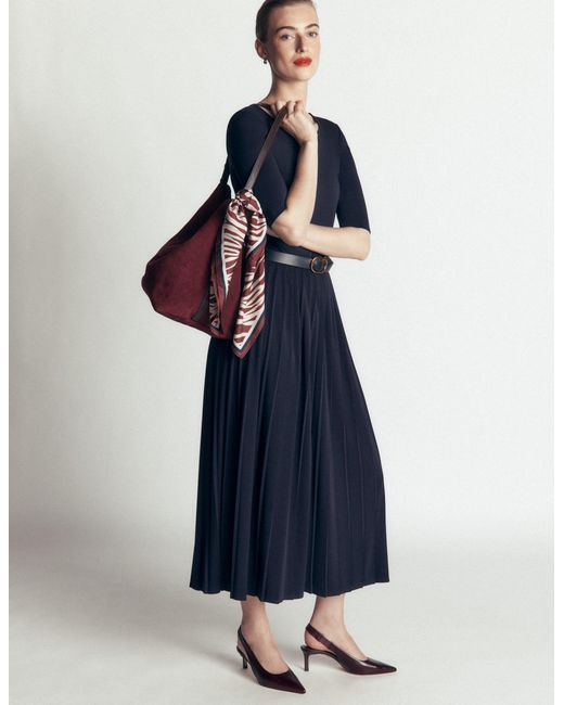 Boden Red Pleated Jersey Midi Dress
