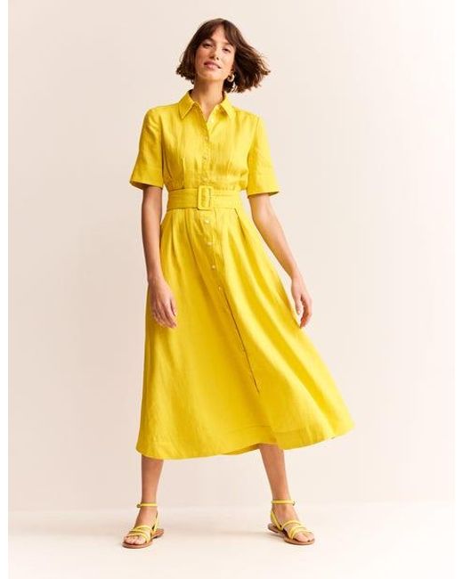 Boden Yellow Louise Maxi-Hemdblusenkleid Aus Leinen Damen