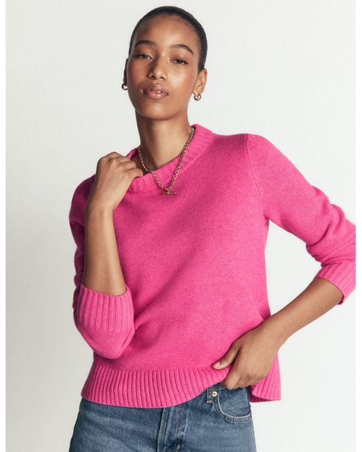 Boden Pink Marta Merino Wool Crew Sweater