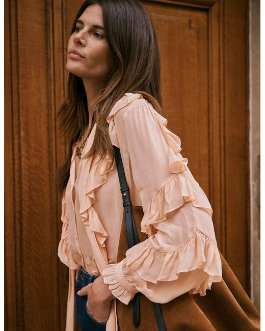 Boden Green Ruffled Georgette Top