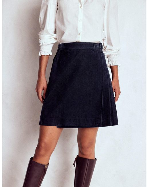 Boden Blue Helen Cord Kilt Skirt