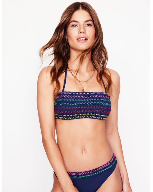 Boden Blue Milos Smocked Bikini Top