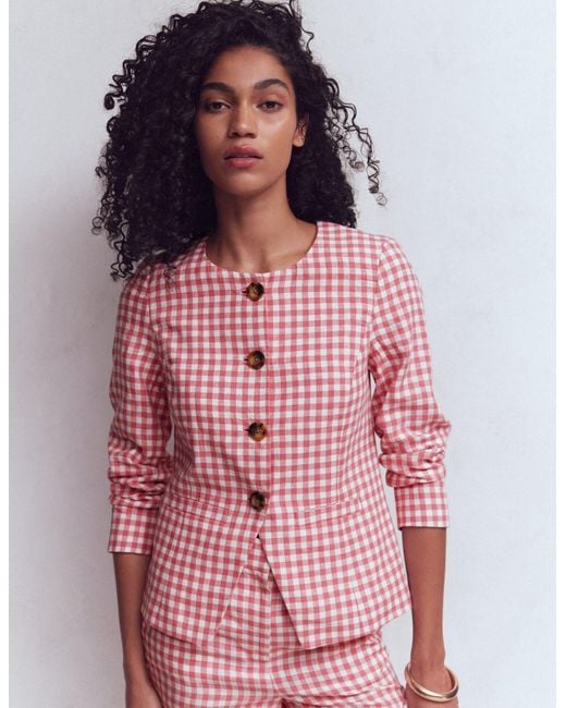 Boden Red Hampstead Linen Blazer