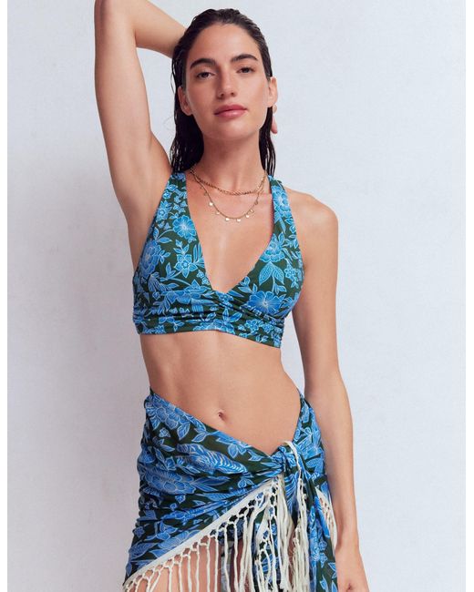 Boden Blue Mykonos Deep V Bikini Top