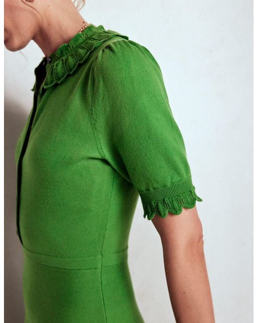 Boden Green Melina Ruffle Knitted Dress