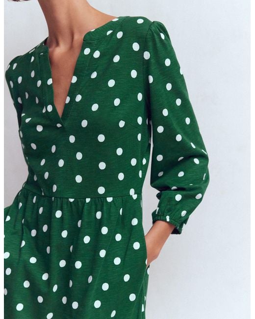 Boden Green Cathy Notch Neck Jersey Dress