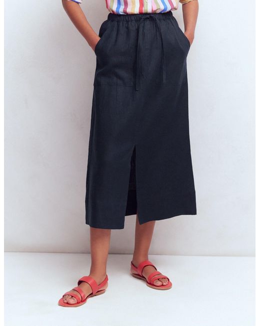 Boden Blue Layla Linen Skirt