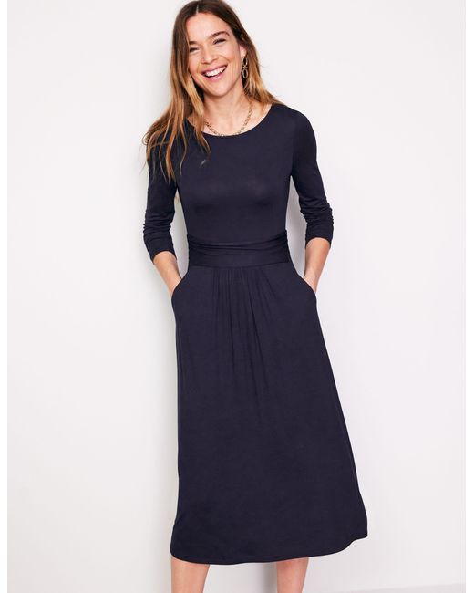 Boden Blue Amelie Langärmeliges Midikleid