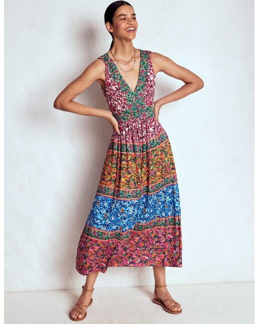 Boden Red Olympia Jersey-Maxikleid-Bunt, Bezaubernde Rebe
