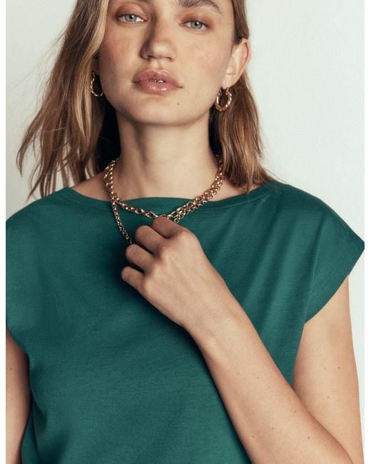 Boden Green Supersoft Slash Neck T-Shirt