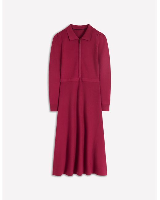 Boden Pink Fiona Zip Front Knitted Dress