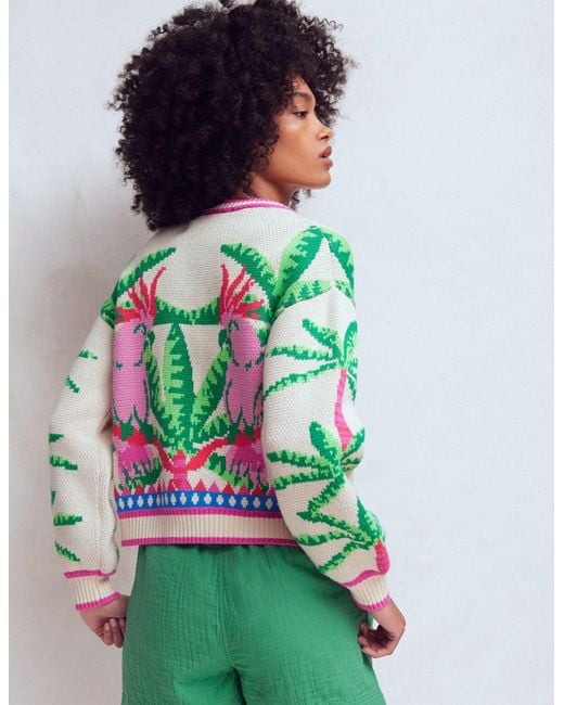 Boden Green Abi Jacquard Cardigan