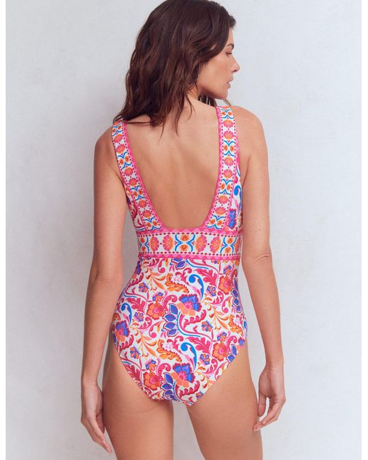 Boden Pink Porto V-Neck Swimsuit