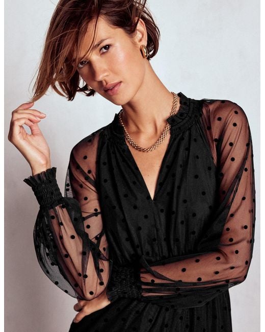 Boden Black Lucille Tulle Midi Dress