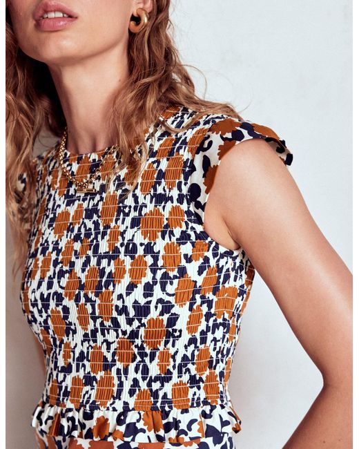 Boden Multicolor Carolina Smocked Midi Dress