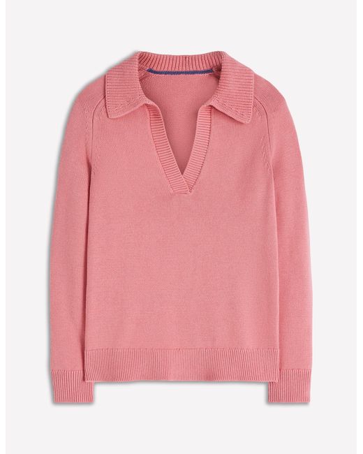 Boden Pink Cotton Henley Jumper