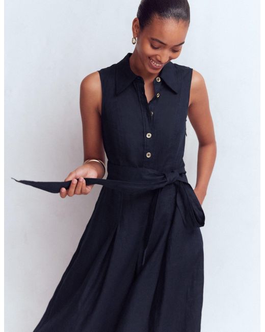 Boden Blue Belinda Linen Shirt Dress