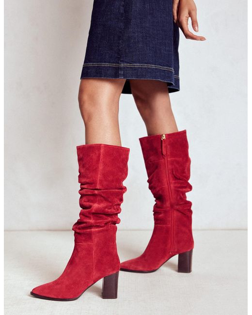 Boden Red Vera Spitze Stiefel Mit Blockabsatz