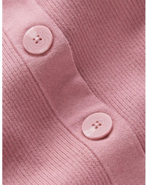 Boden Pink Rhianne Cotton Rib Cardigan