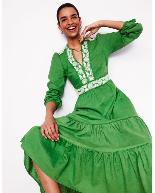 Boden Green Midikleid Aus Leinenmischgewebe