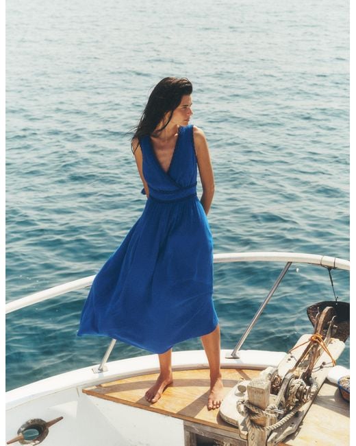 Boden Blue Lorna Trim Double Cloth Dress