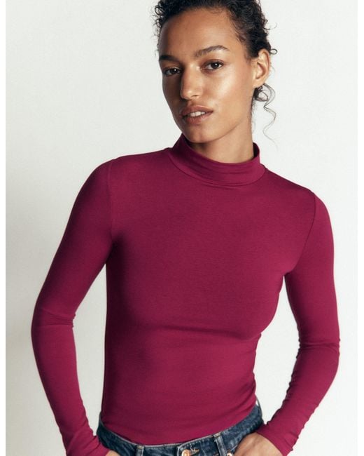 Boden Red High Neck Jersey Top