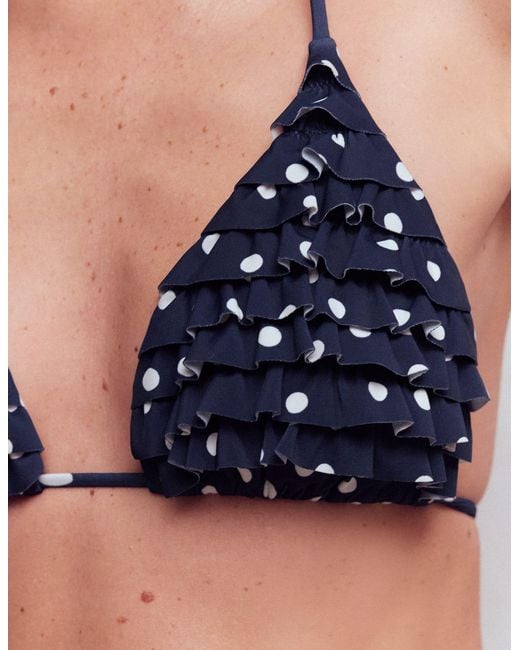 Boden Blue Ruffle Bikini Top