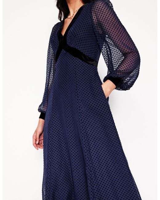 Boden Blue Devore Maxi Tea Dress, Devore Spot