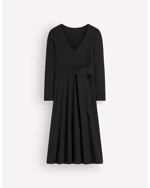 Boden Black Tie Waist Ponte Dress