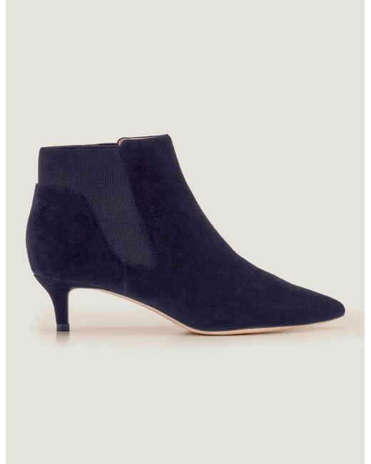 navy ankle boots kitten heel