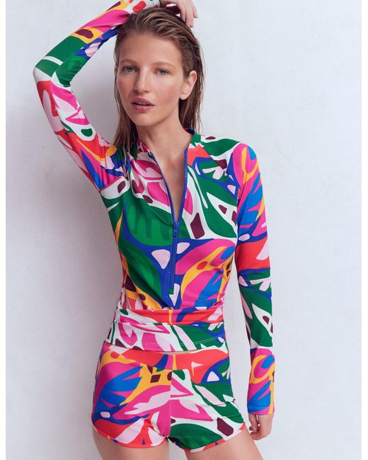 Boden White Long Sleeve Rash Guard Top