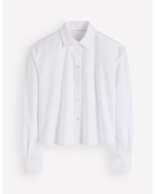 Boden White Sienna Cropped Cotton Shirt