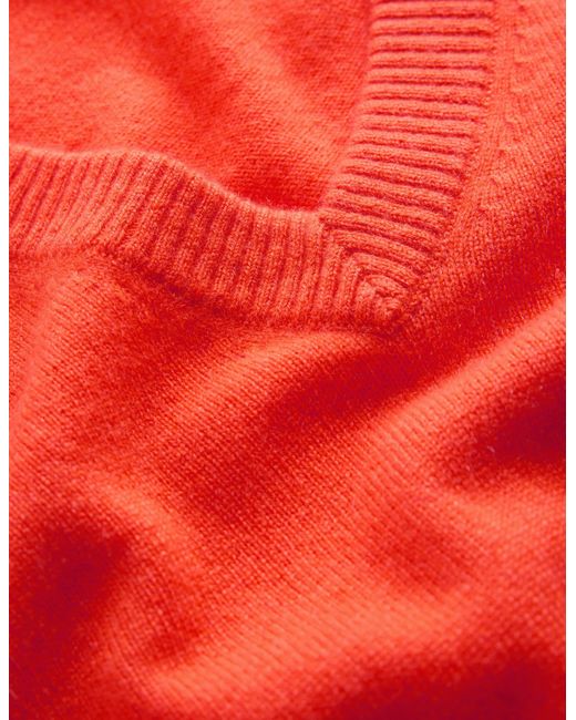 Boden Red Elsie Cashmere V Neck Jumper