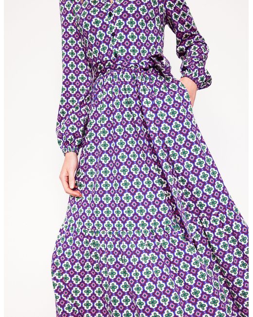 Robe Willow À Volants En Jersey-Multi, Motif Moroccan Diamond Boden en coloris Purple